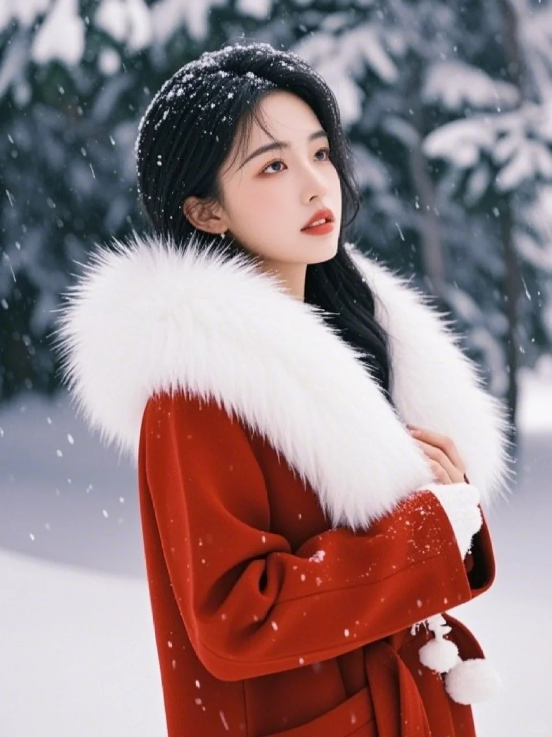 雪地里的氛围感美女