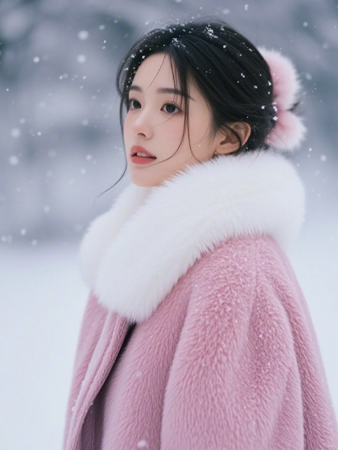 雪地里的氛围感美女