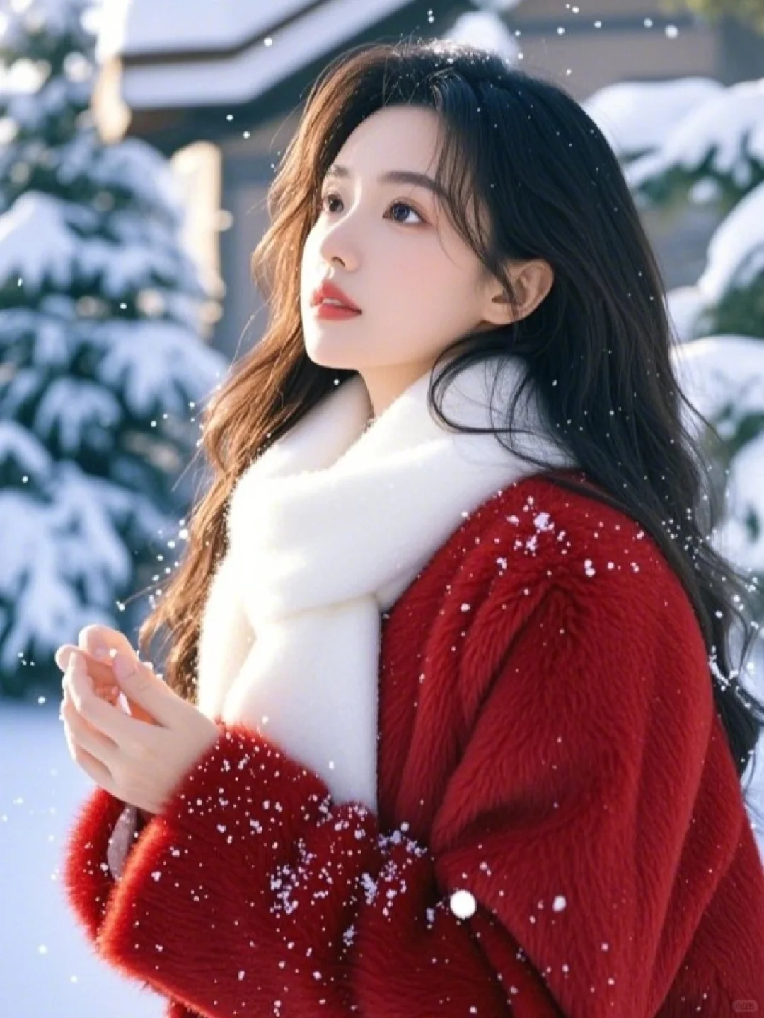 雪地里的氛围感美女