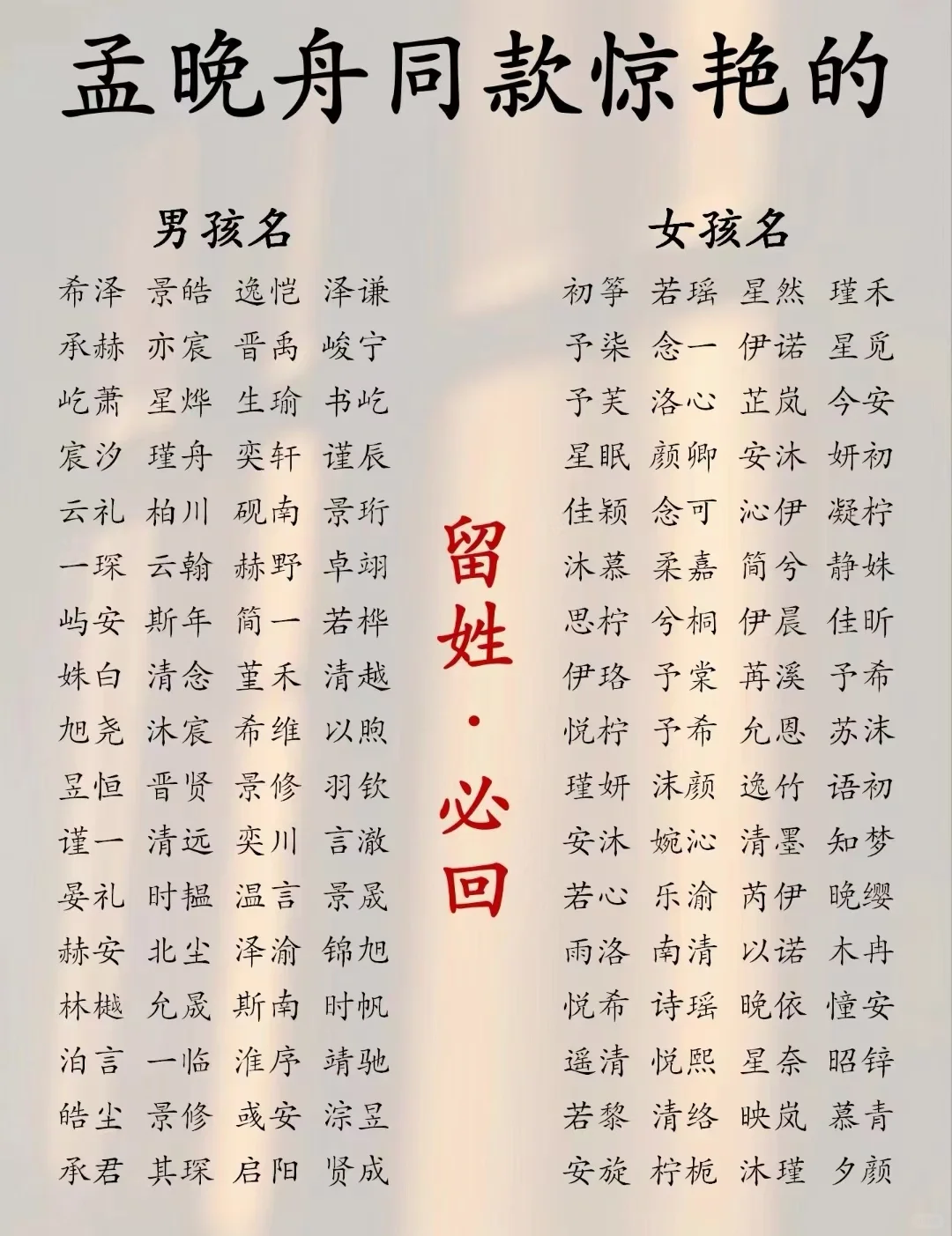 好听不易撞名的名字，九十岁依然惊艳的名字