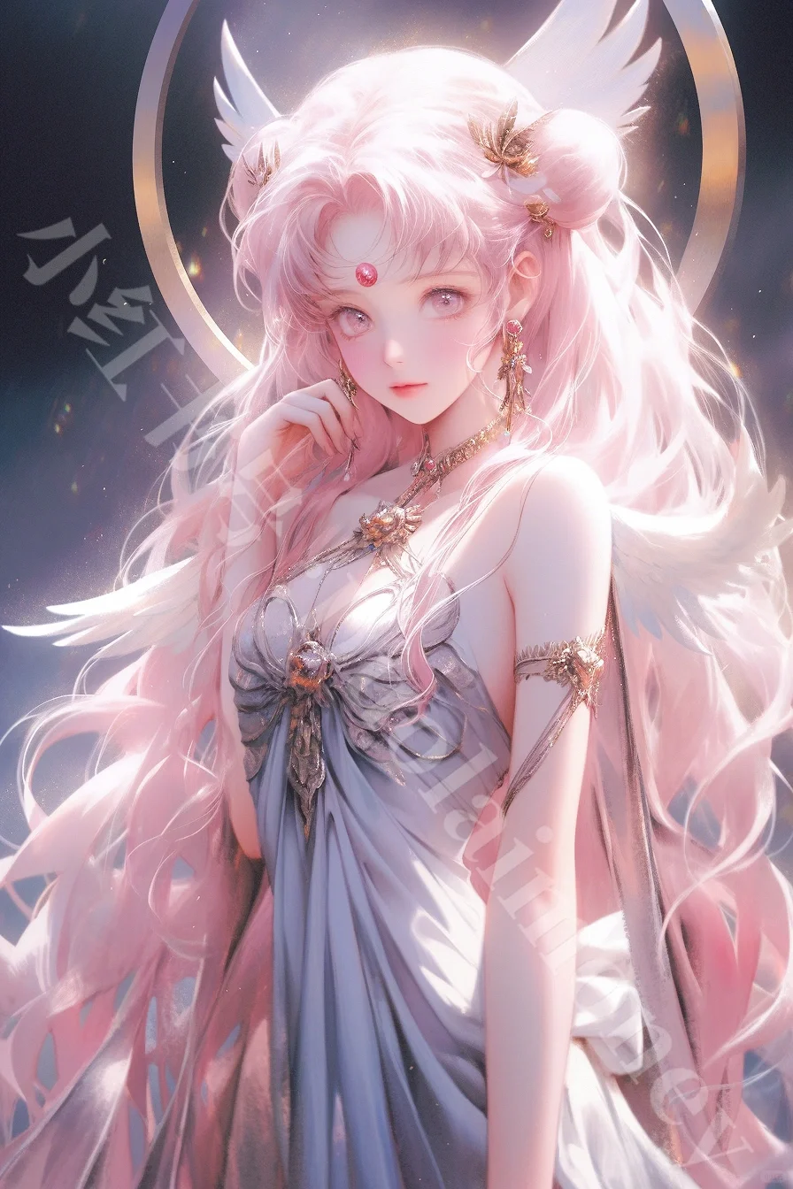 优美插画神域天使翅膀小小兔美少女同人图
