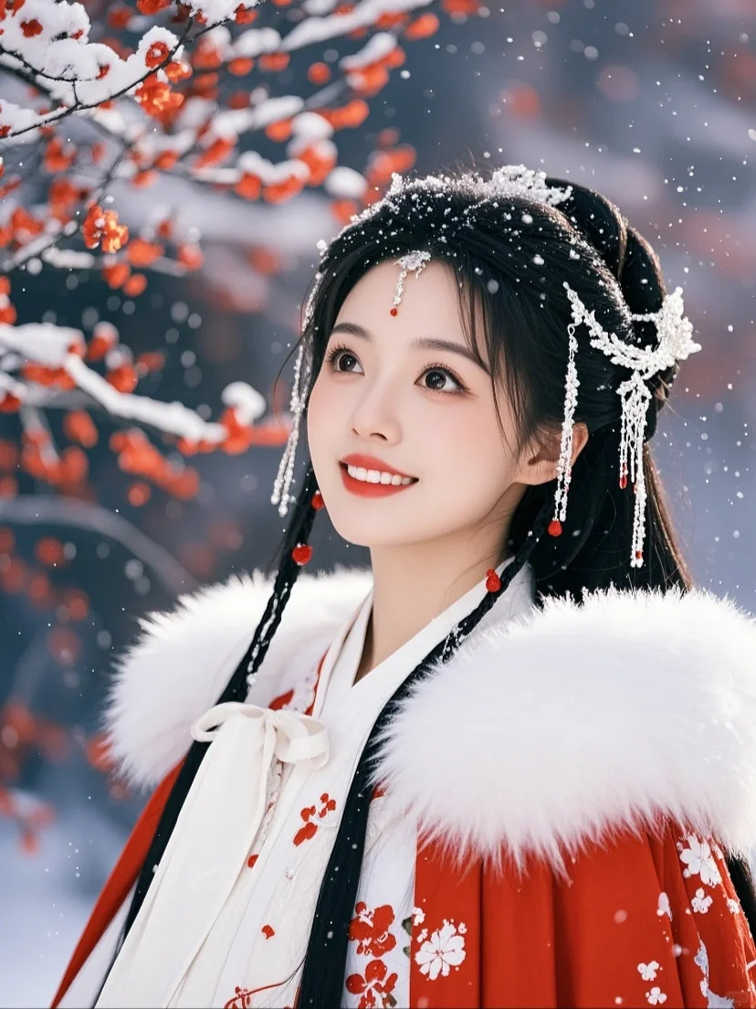 踏雪寻梅，古风美人，喜欢自取，非真人