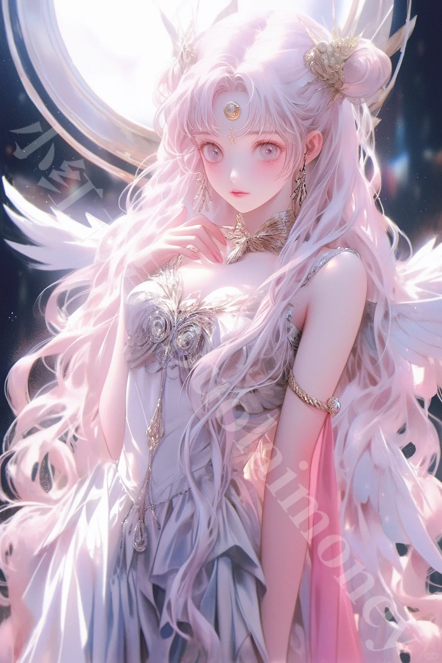 优美插画神域天使翅膀小小兔美少女同人图