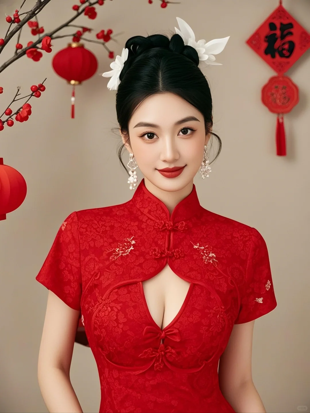 美女图像｜喜庆新年，笑魇如花。