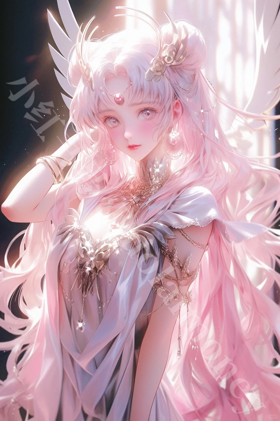 优美插画神域天使翅膀小小兔美少女同人图