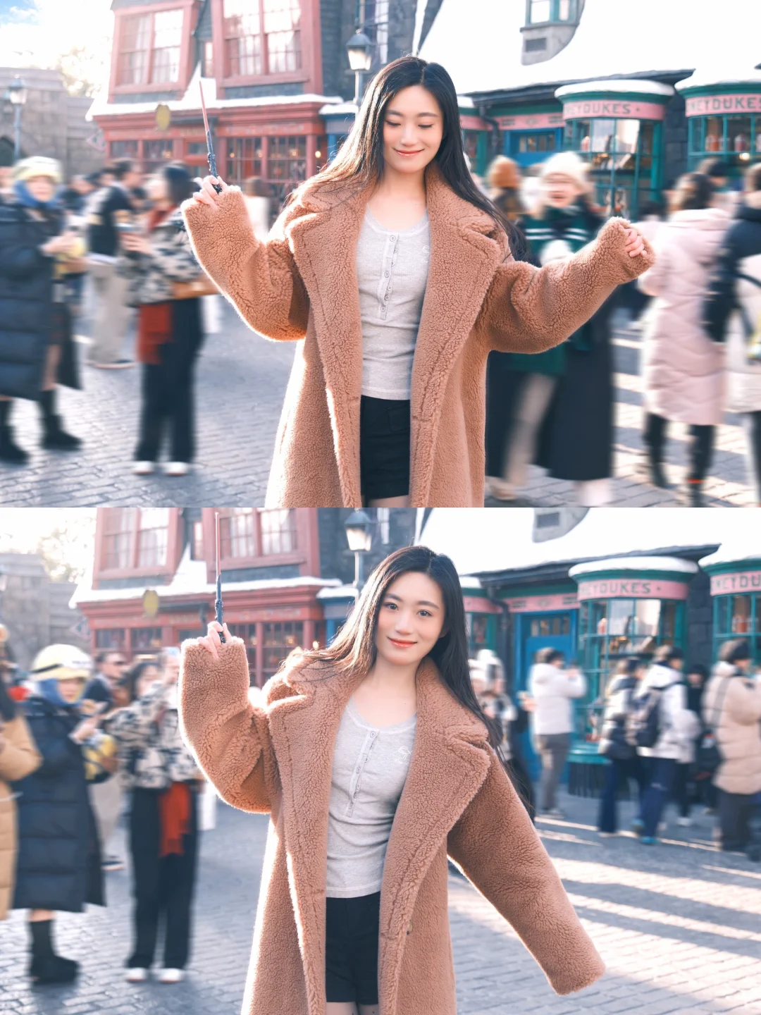 超会找角度的环球影城富士女摄影师