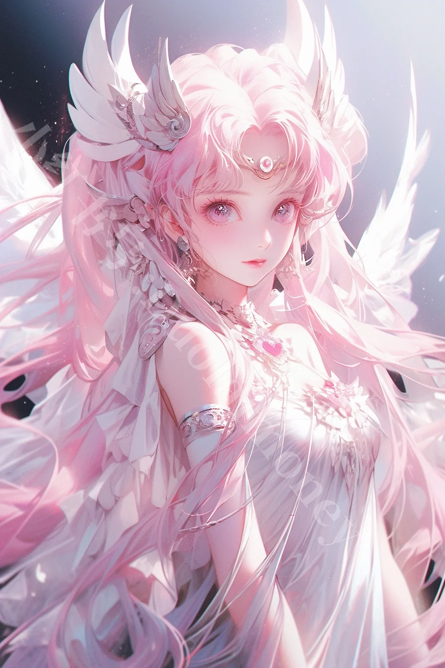 优美插画神域天使翅膀小小兔美少女同人图