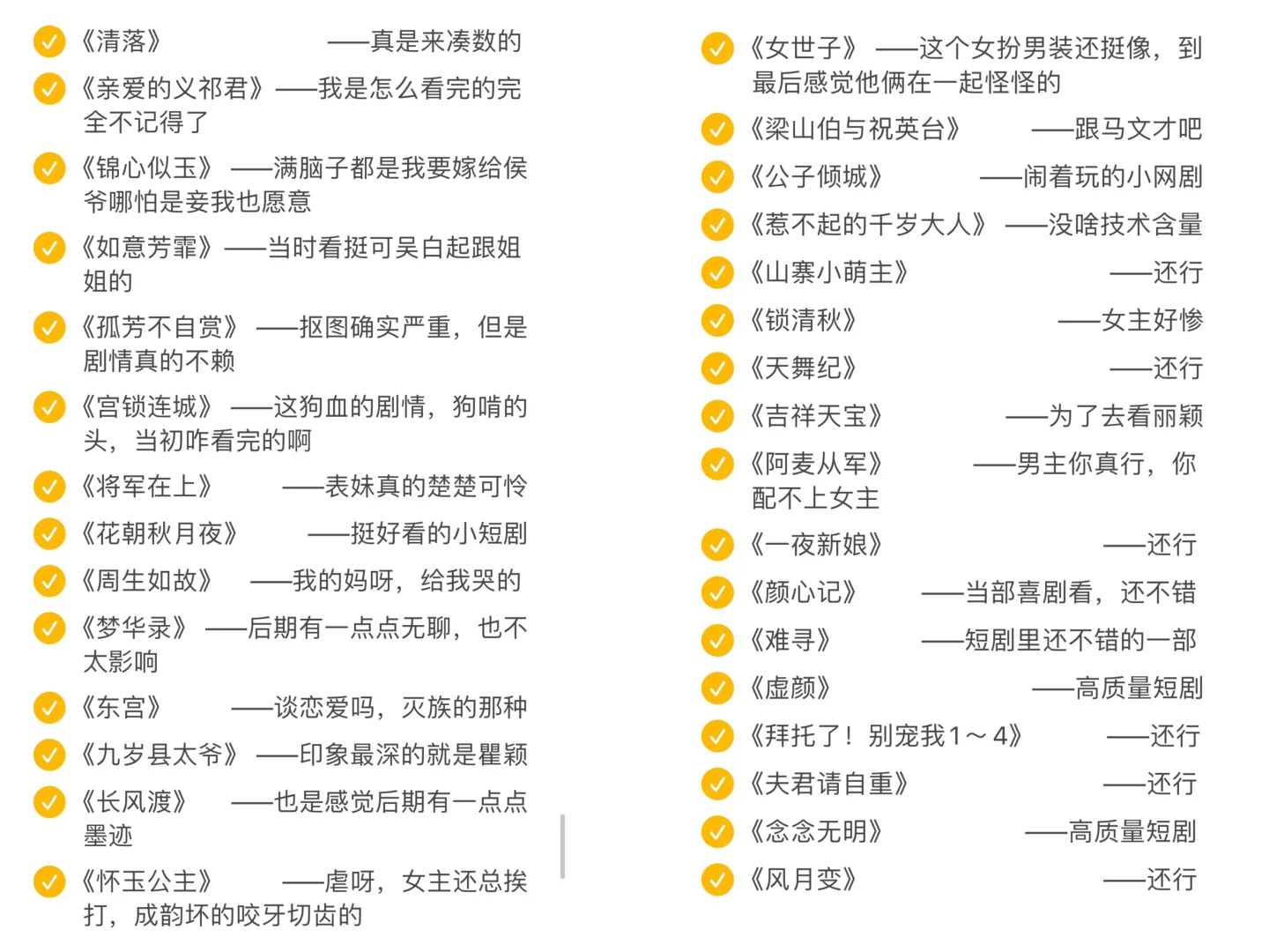 🆘竟然看了这么多部古装剧‼️真实评价