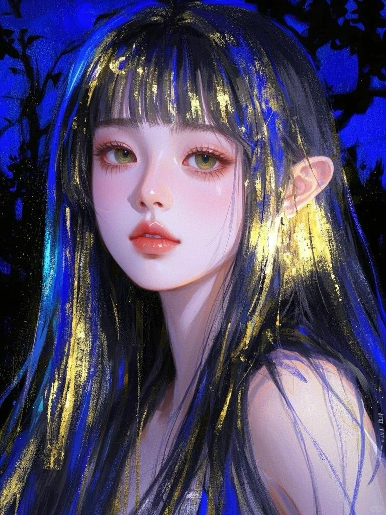 暗夜精灵，少女插画，女生头像