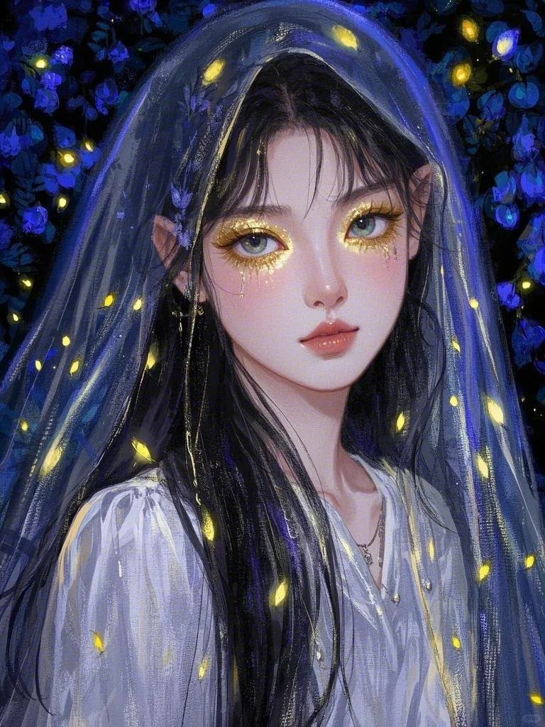 暗夜精灵，少女插画，女生头像