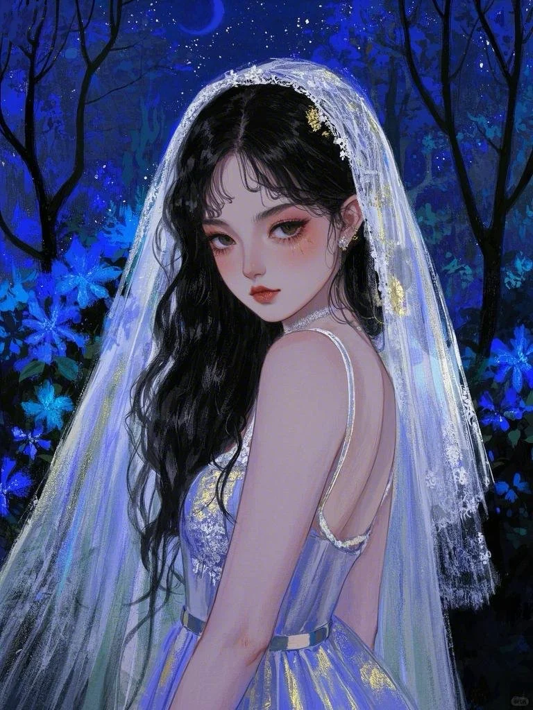 暗夜精灵，少女插画，女生头像