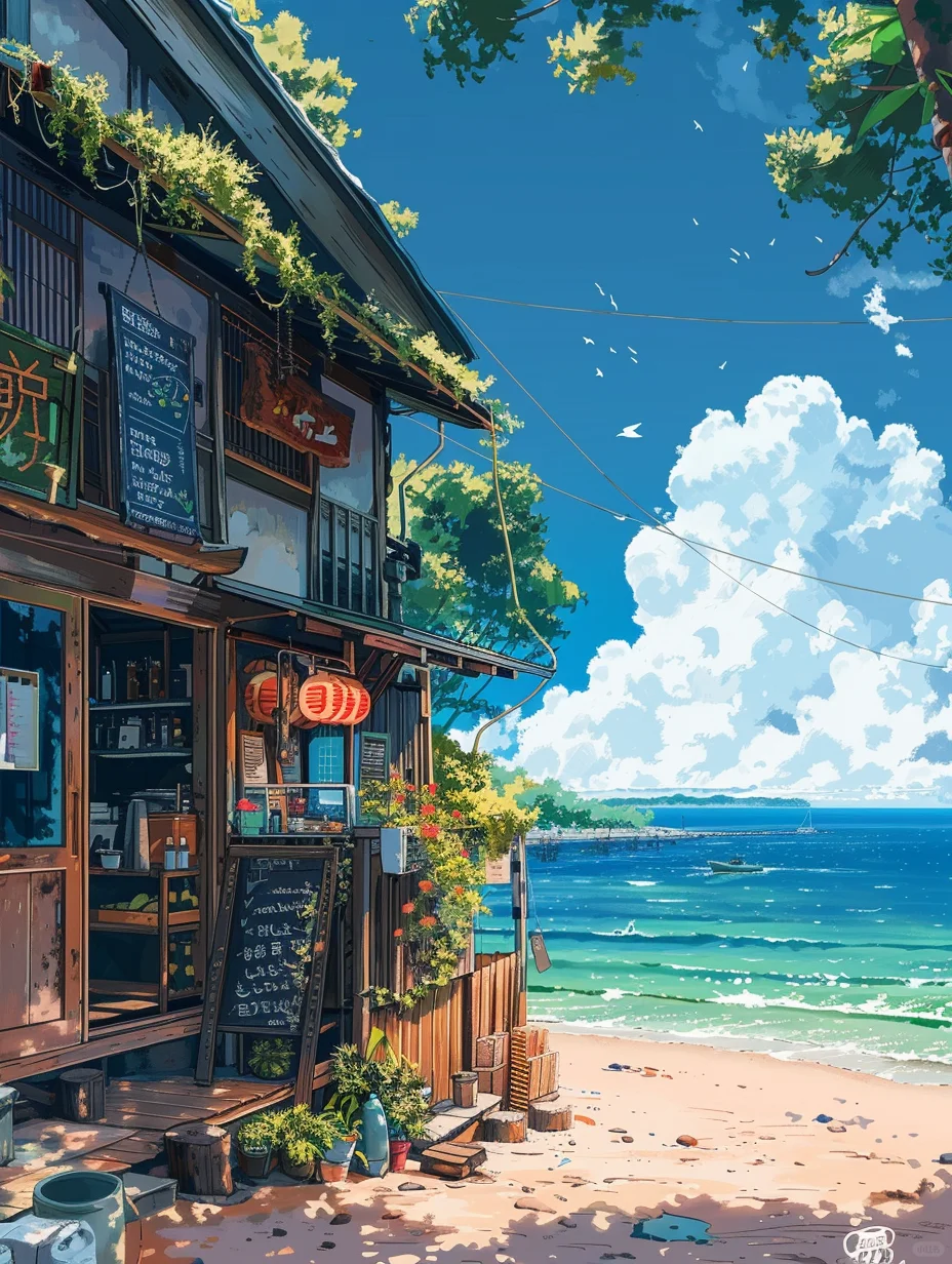 夏日海滨的小餐馆