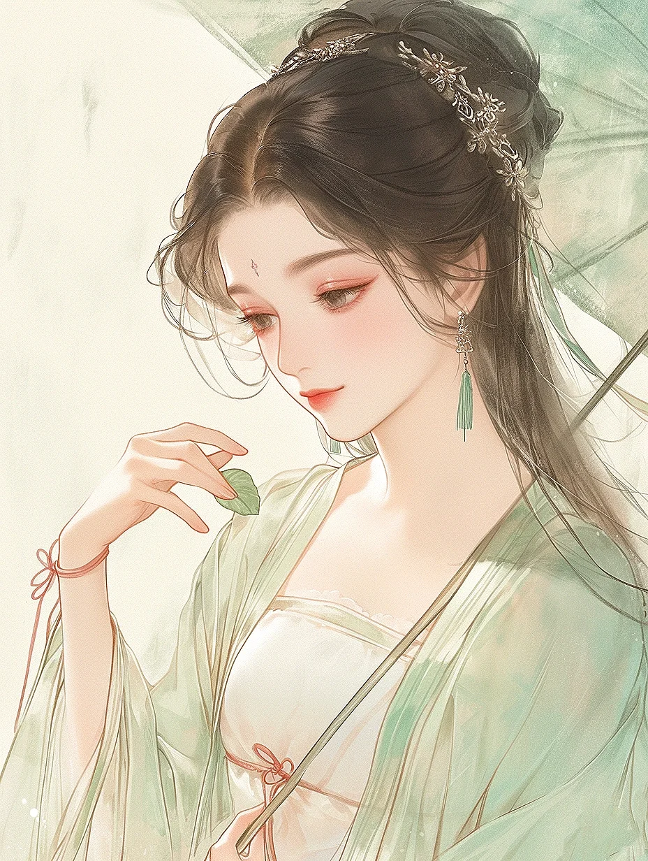 荷花少女｜古风清新夏日封面插画头像｜A149