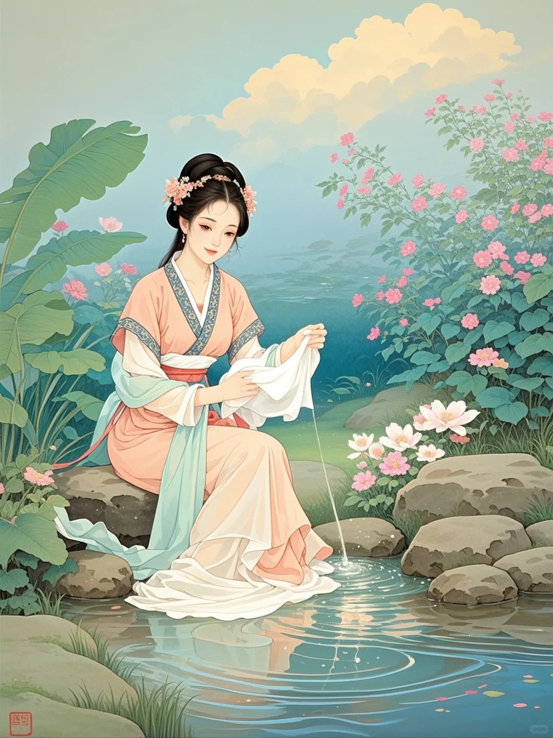 古风🌸西施浣纱韵，千古美人图