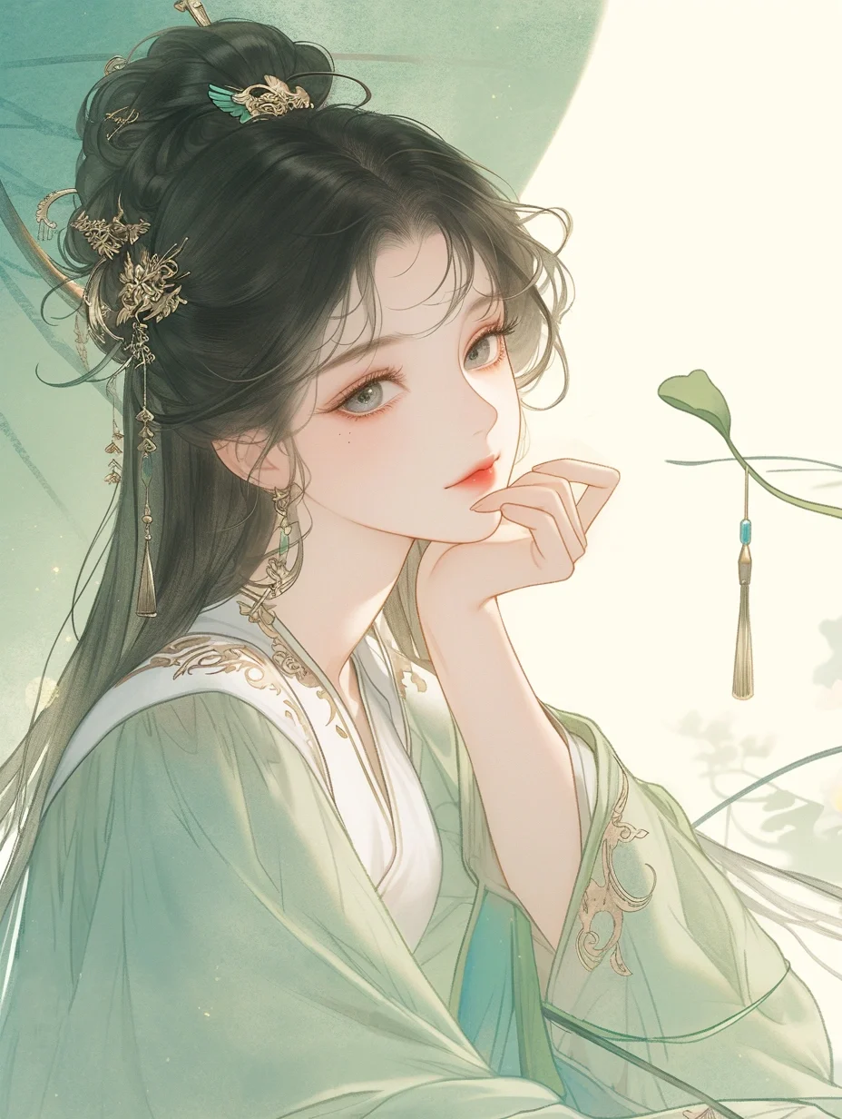 荷花少女｜古风清新夏日封面插画头像｜A149