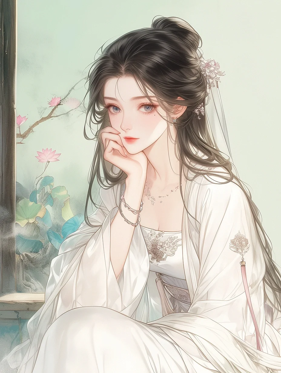 荷花少女｜古风清新夏日封面插画头像｜A149