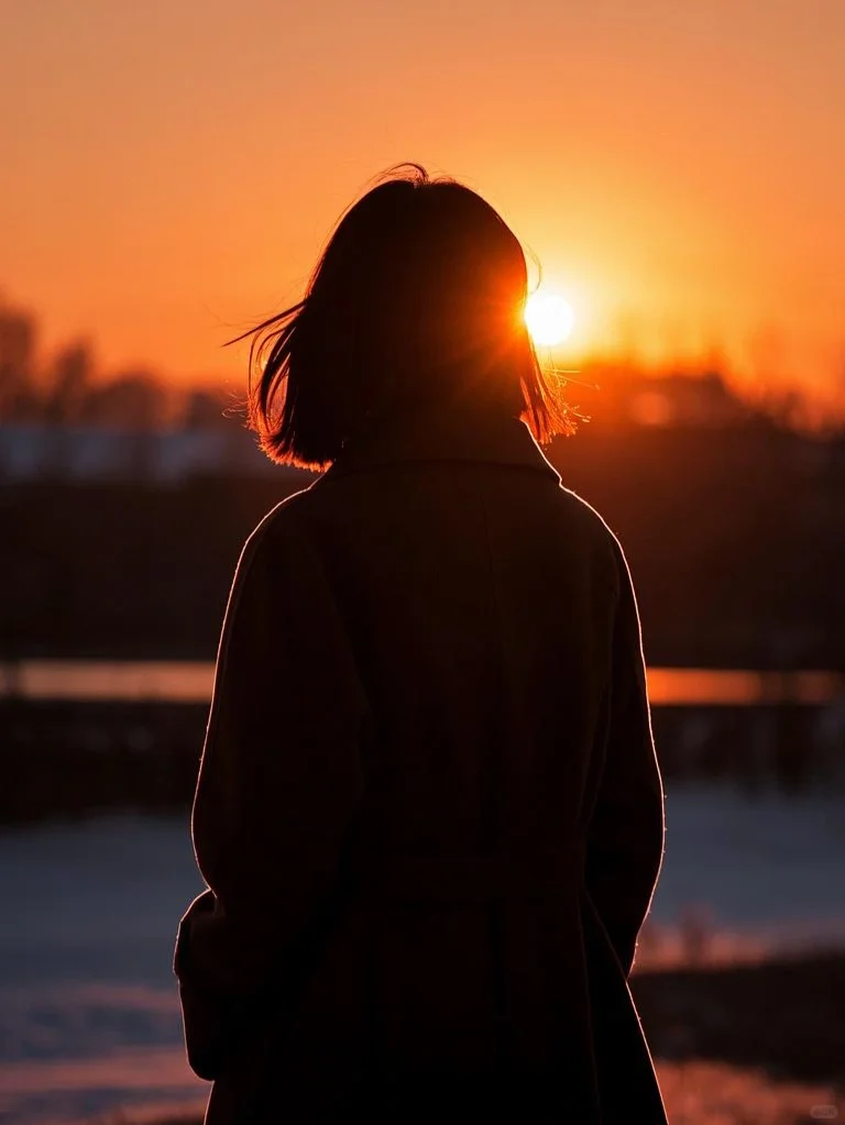 ?夕阳下 美女如画