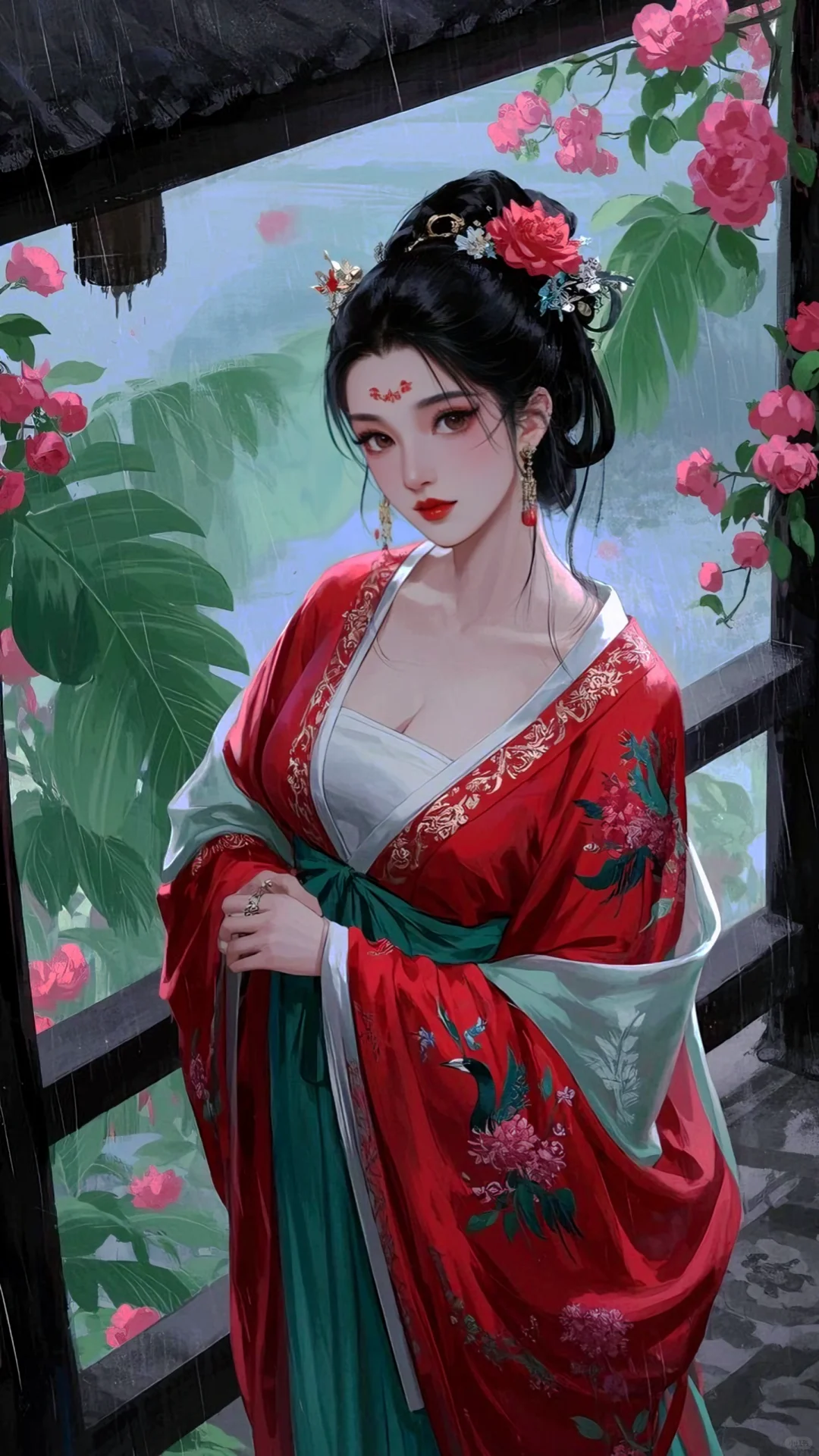 ?美人红妆绿芭蕉