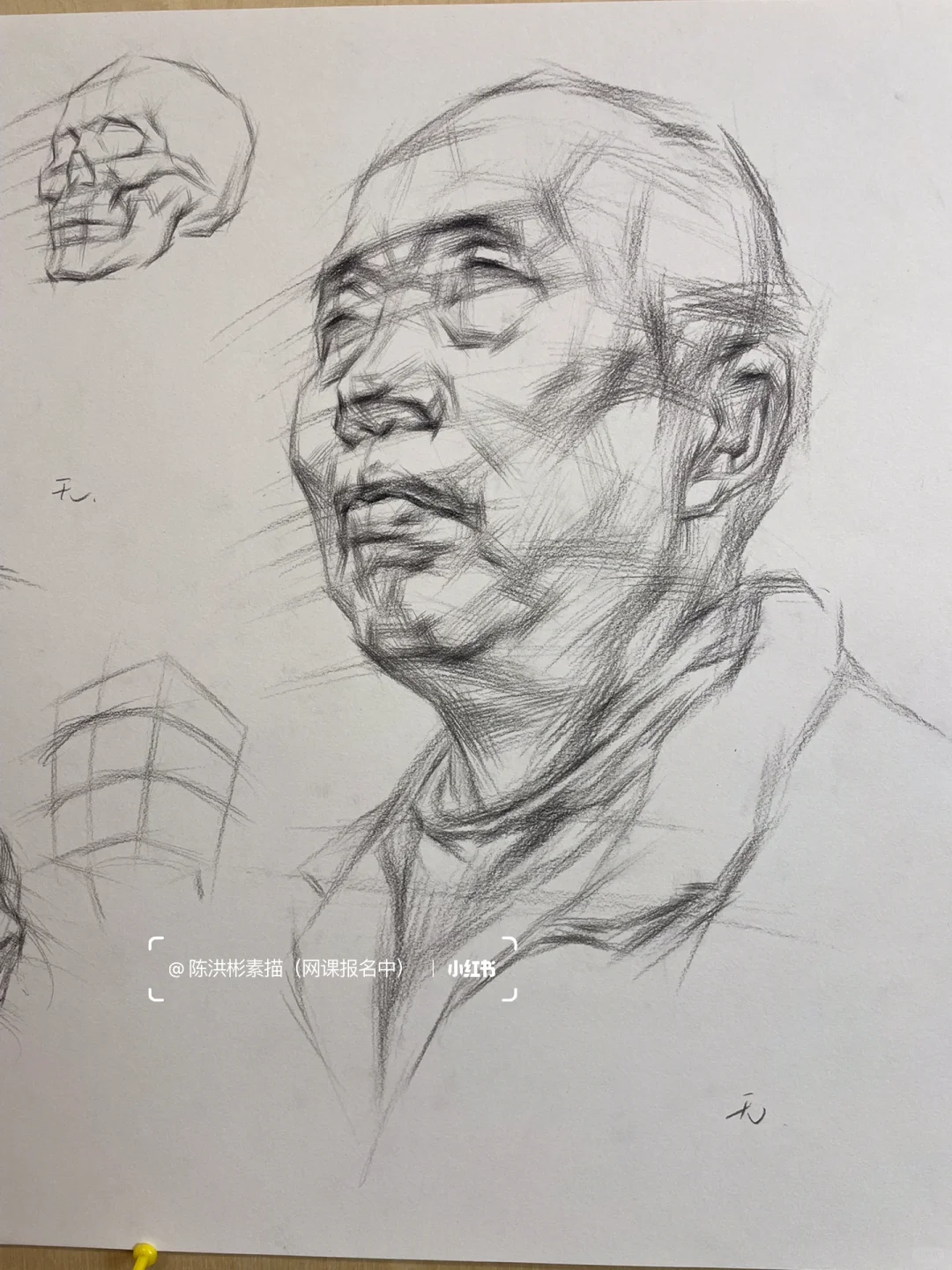 每日一画画|炭笔素描头像透视干货。收藏学习