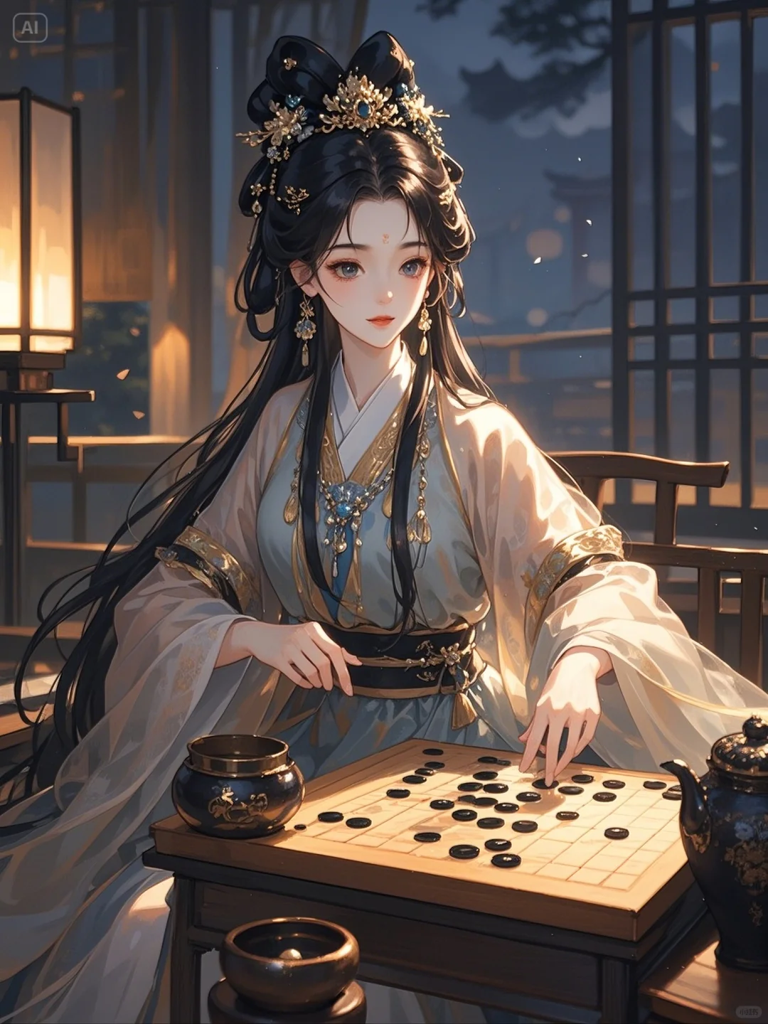 “有约不来过夜半，闲敲棋子落灯花。”