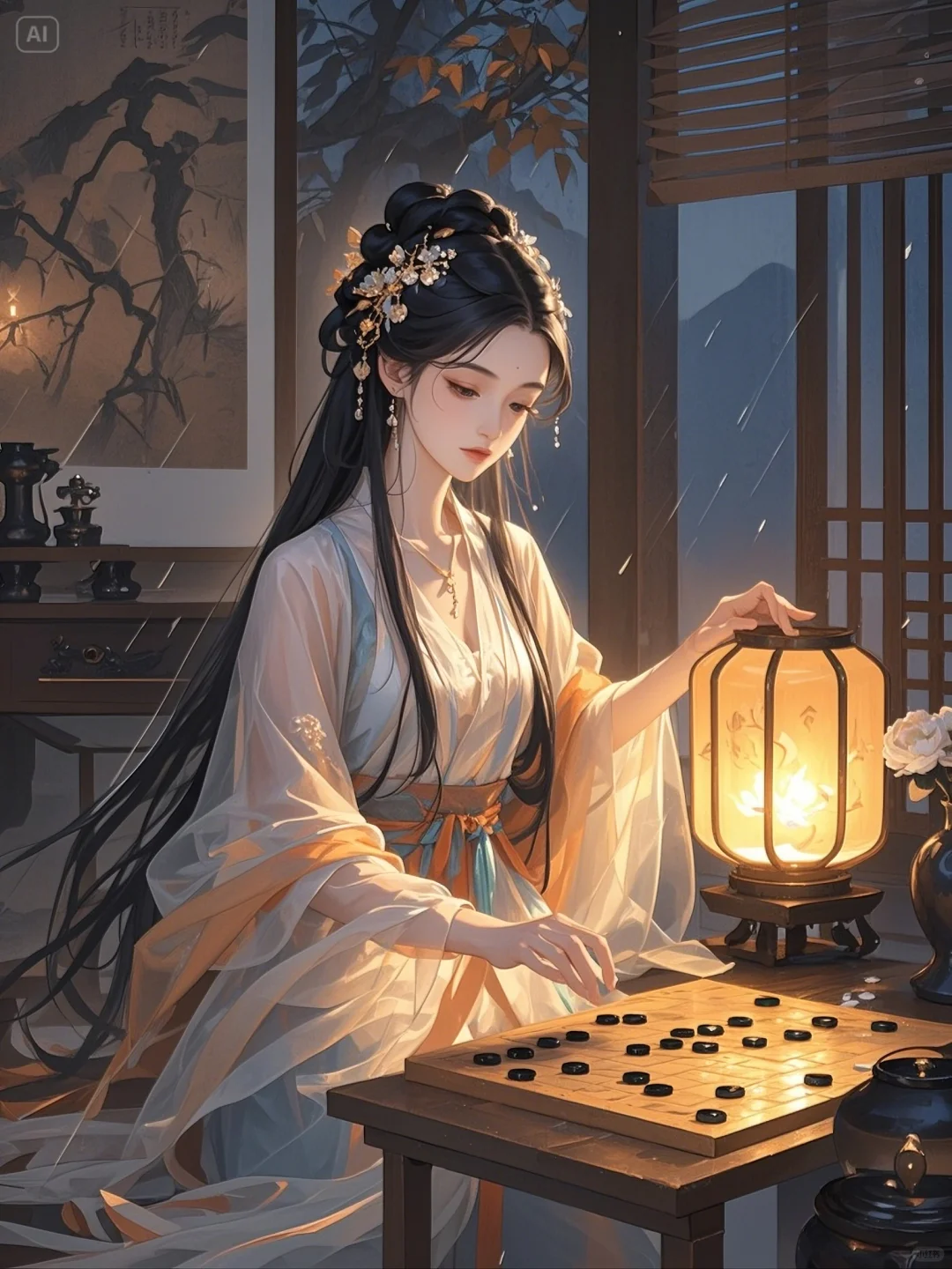 “有约不来过夜半，闲敲棋子落灯花。”