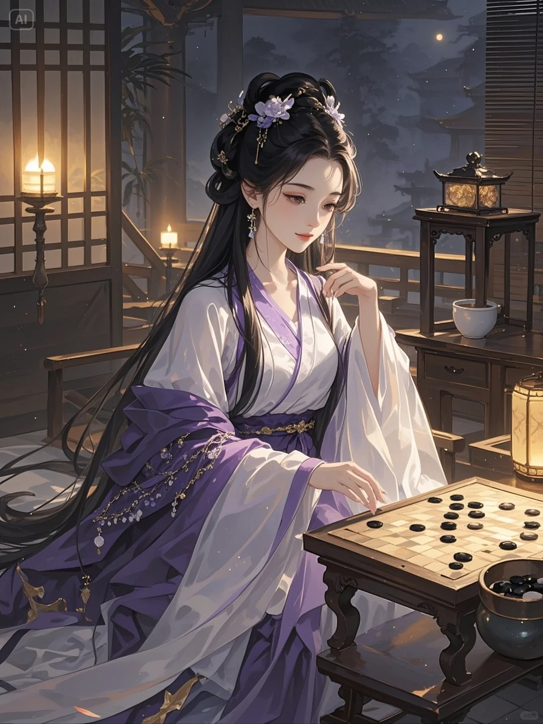 “有约不来过夜半，闲敲棋子落灯花。”