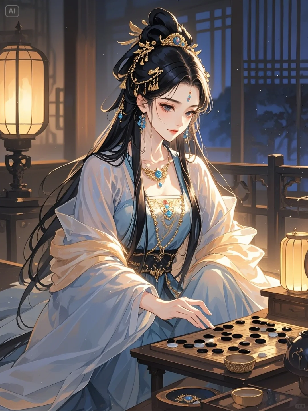 “有约不来过夜半，闲敲棋子落灯花。”