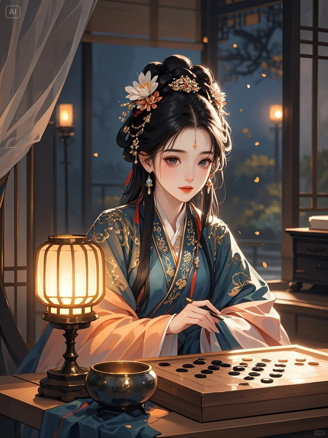 “有约不来过夜半，闲敲棋子落灯花。”