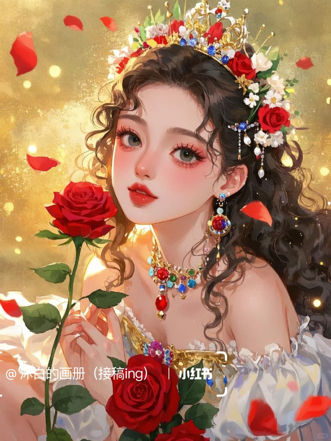 美女与玫瑰｜头像｜壁纸