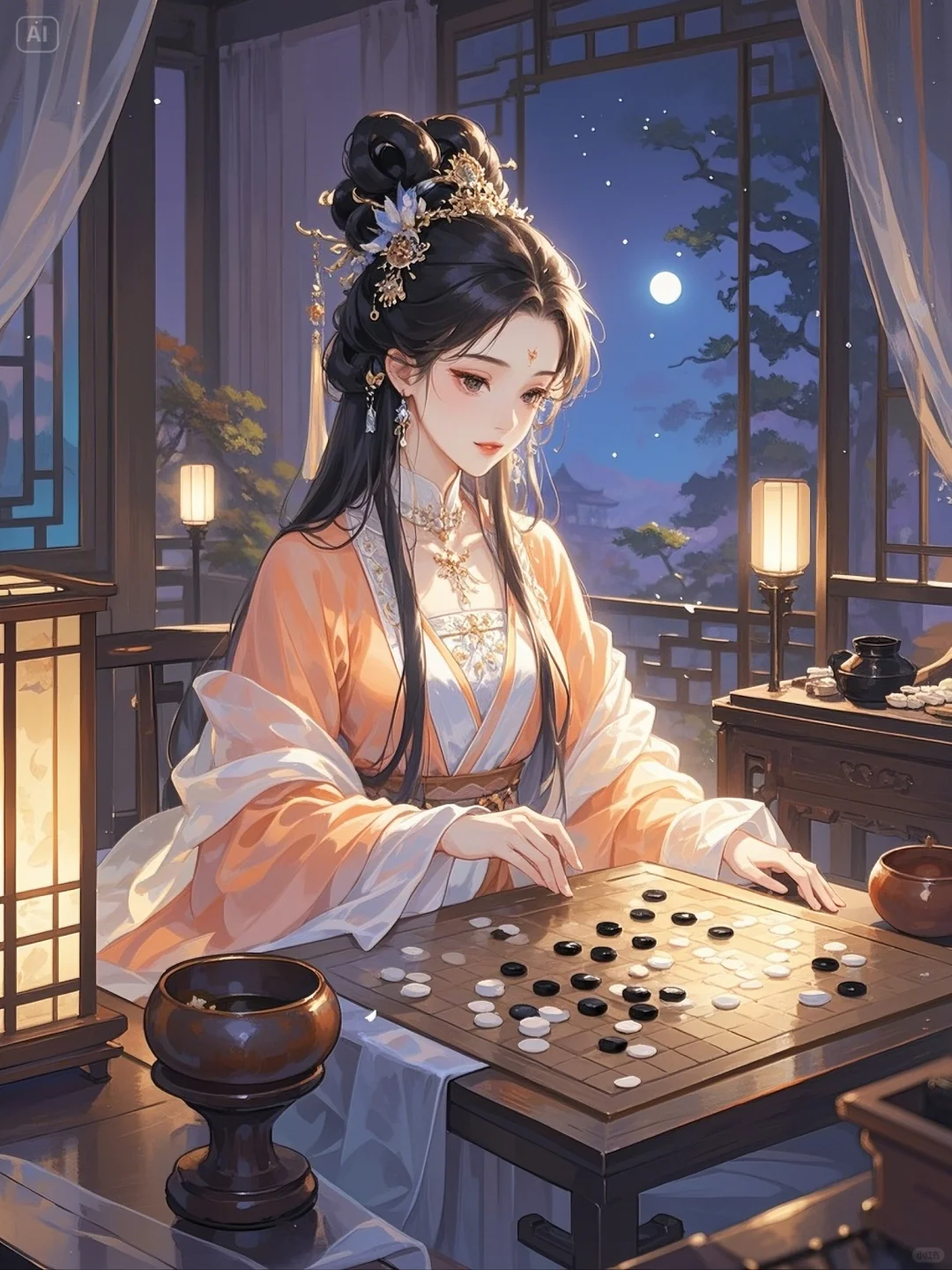 “有约不来过夜半，闲敲棋子落灯花。”