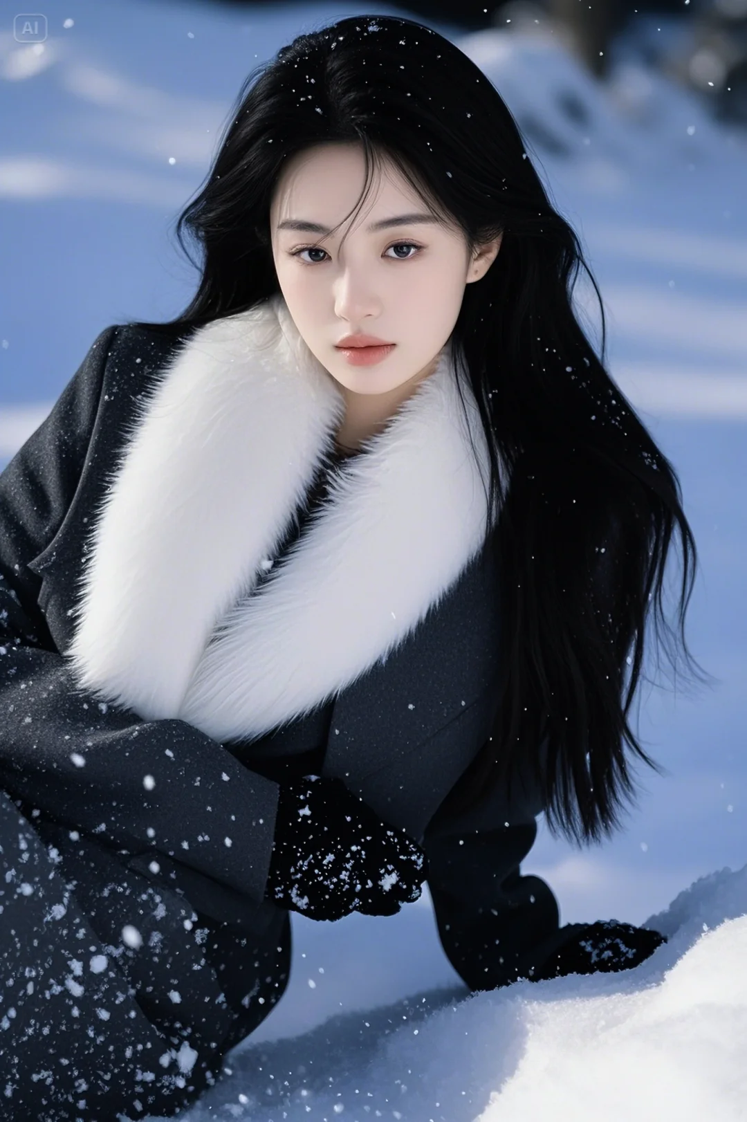 雪中氛围感美女