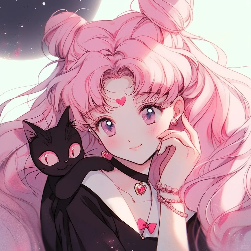 旧漫头像‖萌萌美少女和她的小黑猫✨