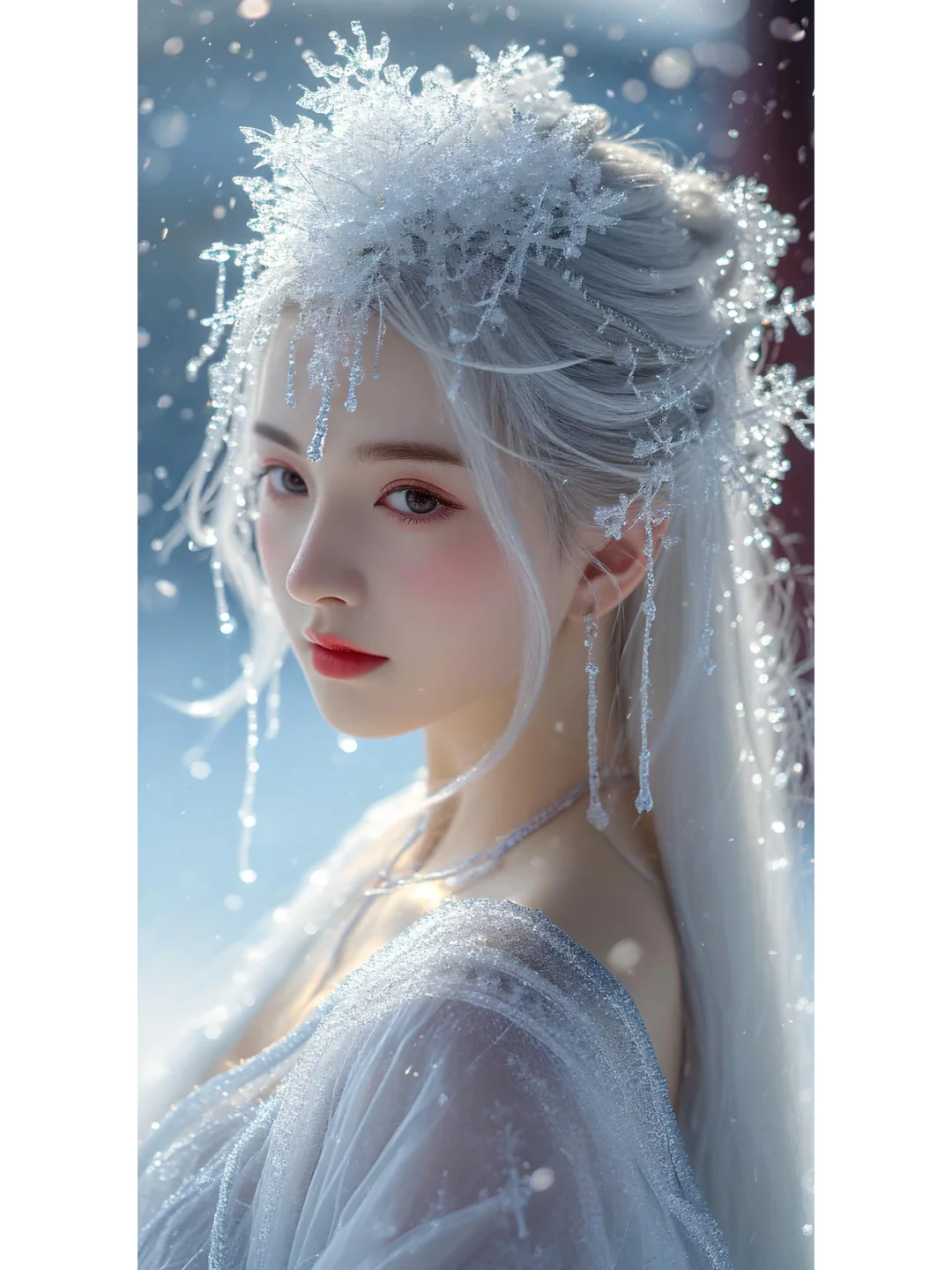 古装美少女宛如一朵盛开的雪莲~~