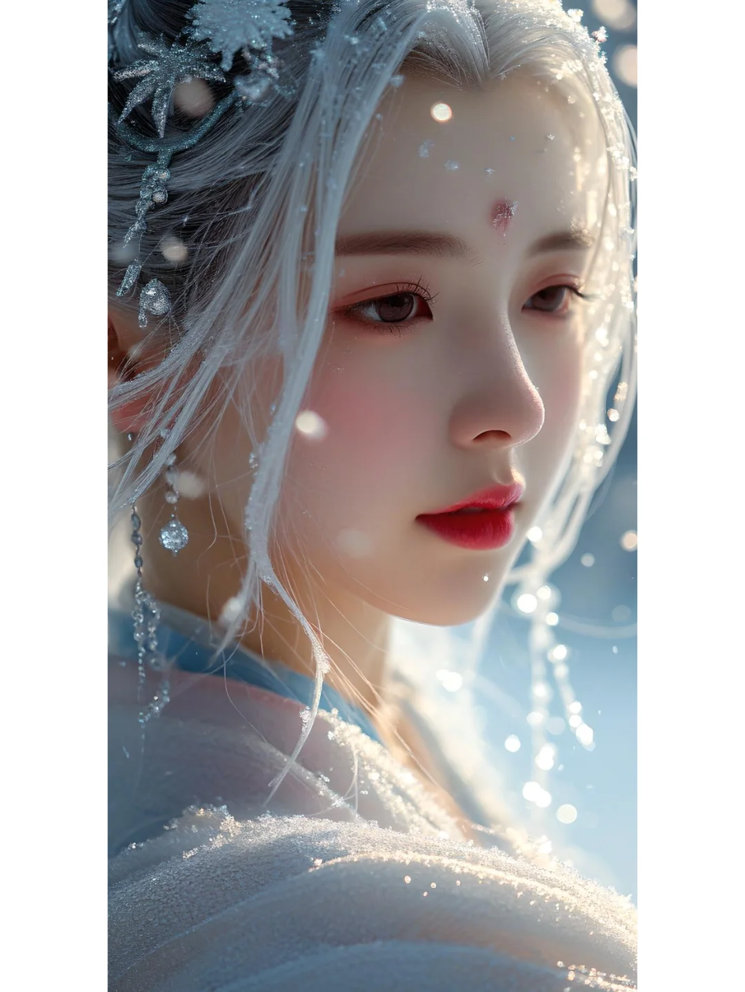 古装美少女宛如一朵盛开的雪莲~~