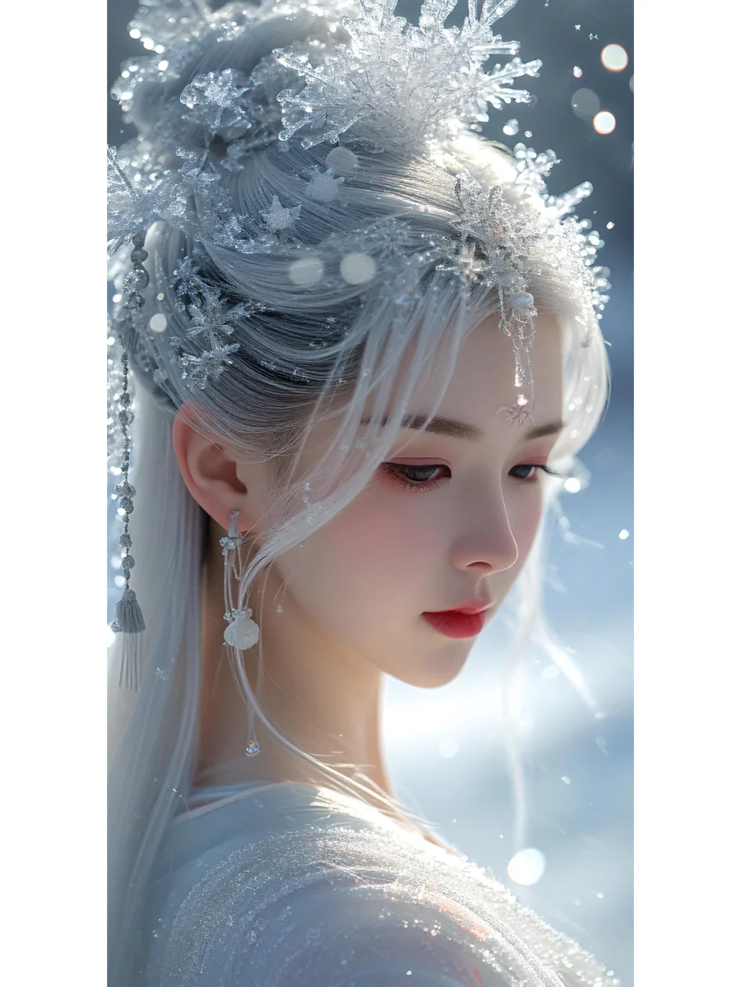 古装美少女宛如一朵盛开的雪莲~~