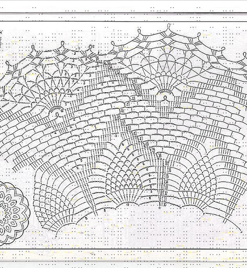 【图解】钩针手工编织 蕾丝餐巾桌布花片图案