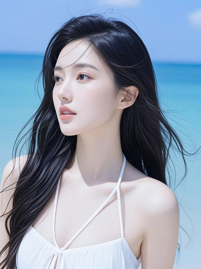 海边氛围感美女 （ai生成）