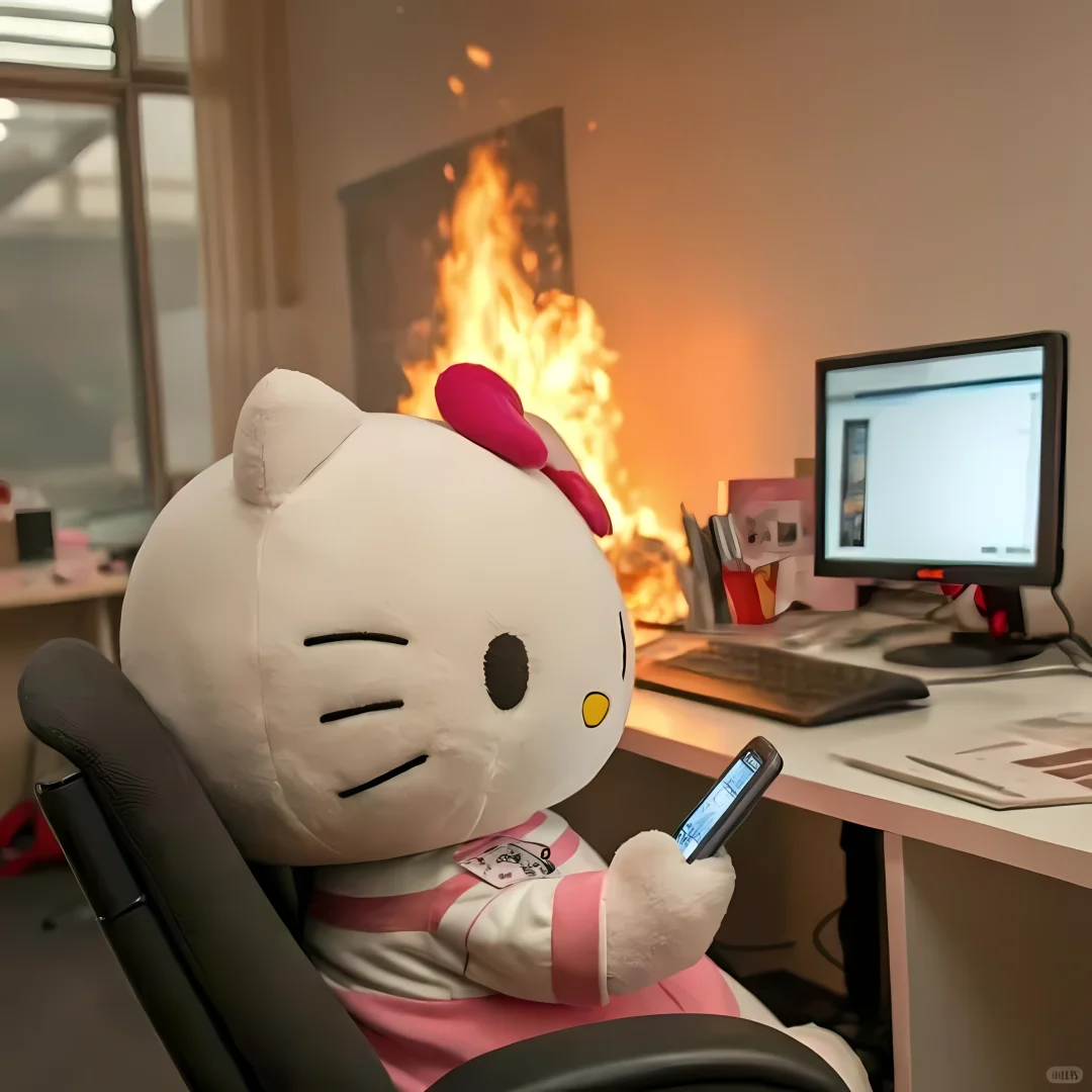 壁纸 ｜ hellokitty 发疯打工人