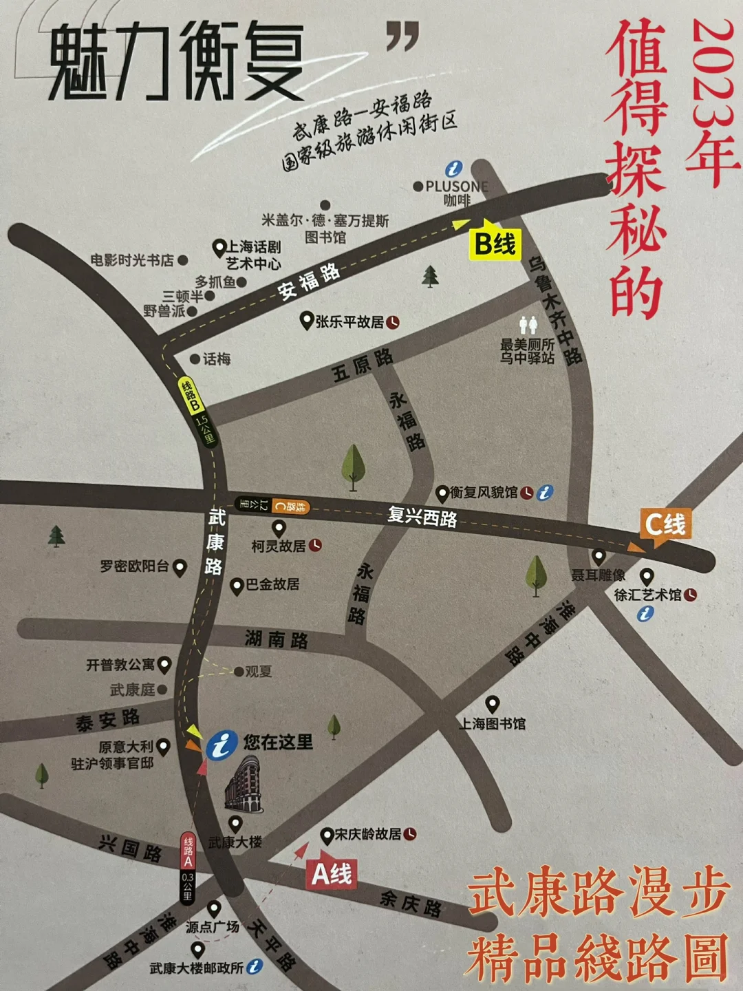 2023年假期漫步武康路老洋房线路图