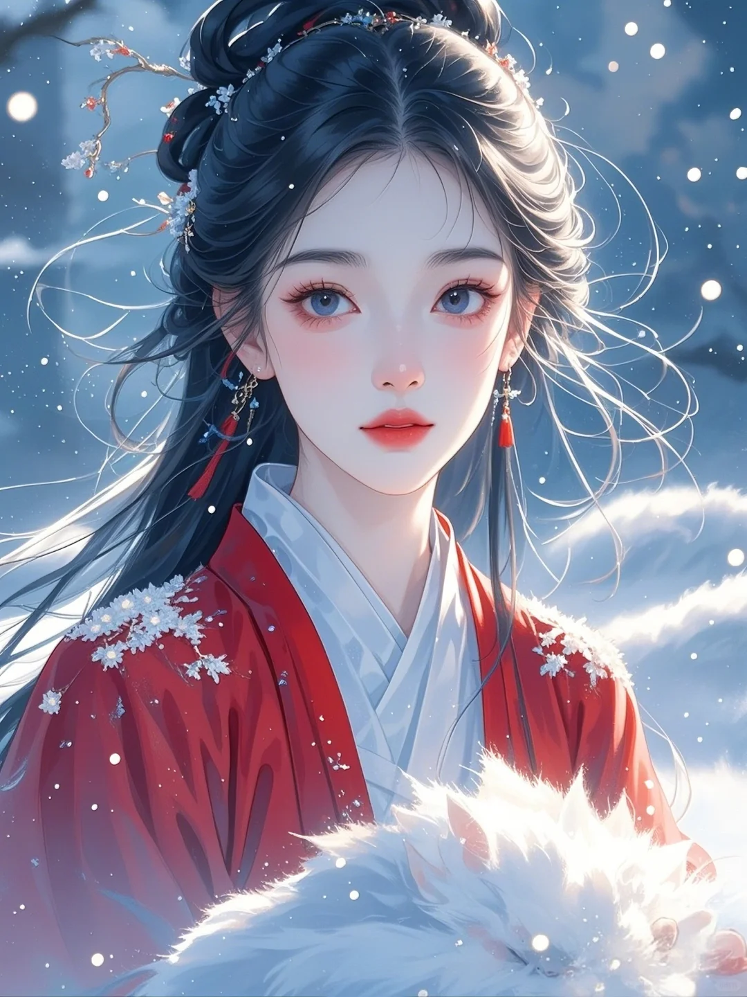 红衣女｜雪地惊鸿影