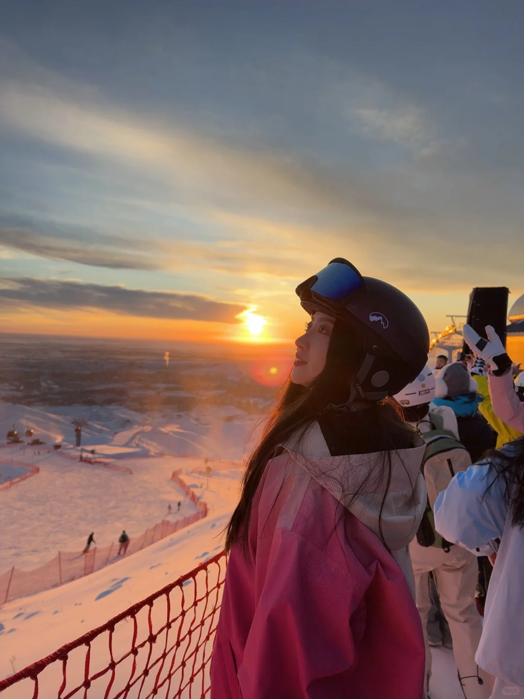 被雪场的夕阳狠狠惊艳了