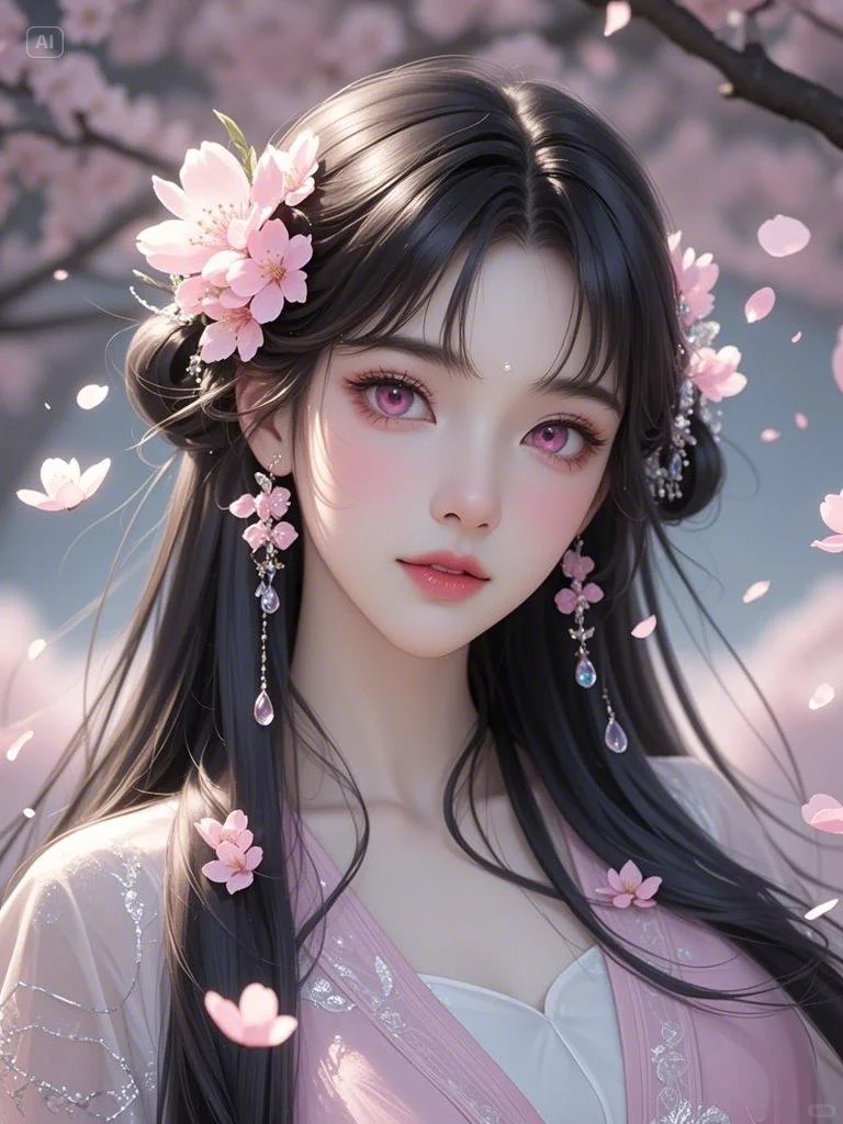 美人如画，樱花为伴