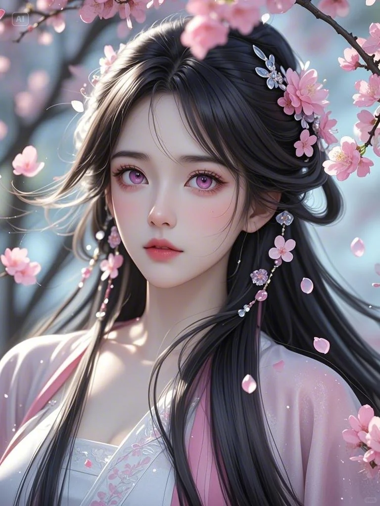 美人如画，樱花为伴