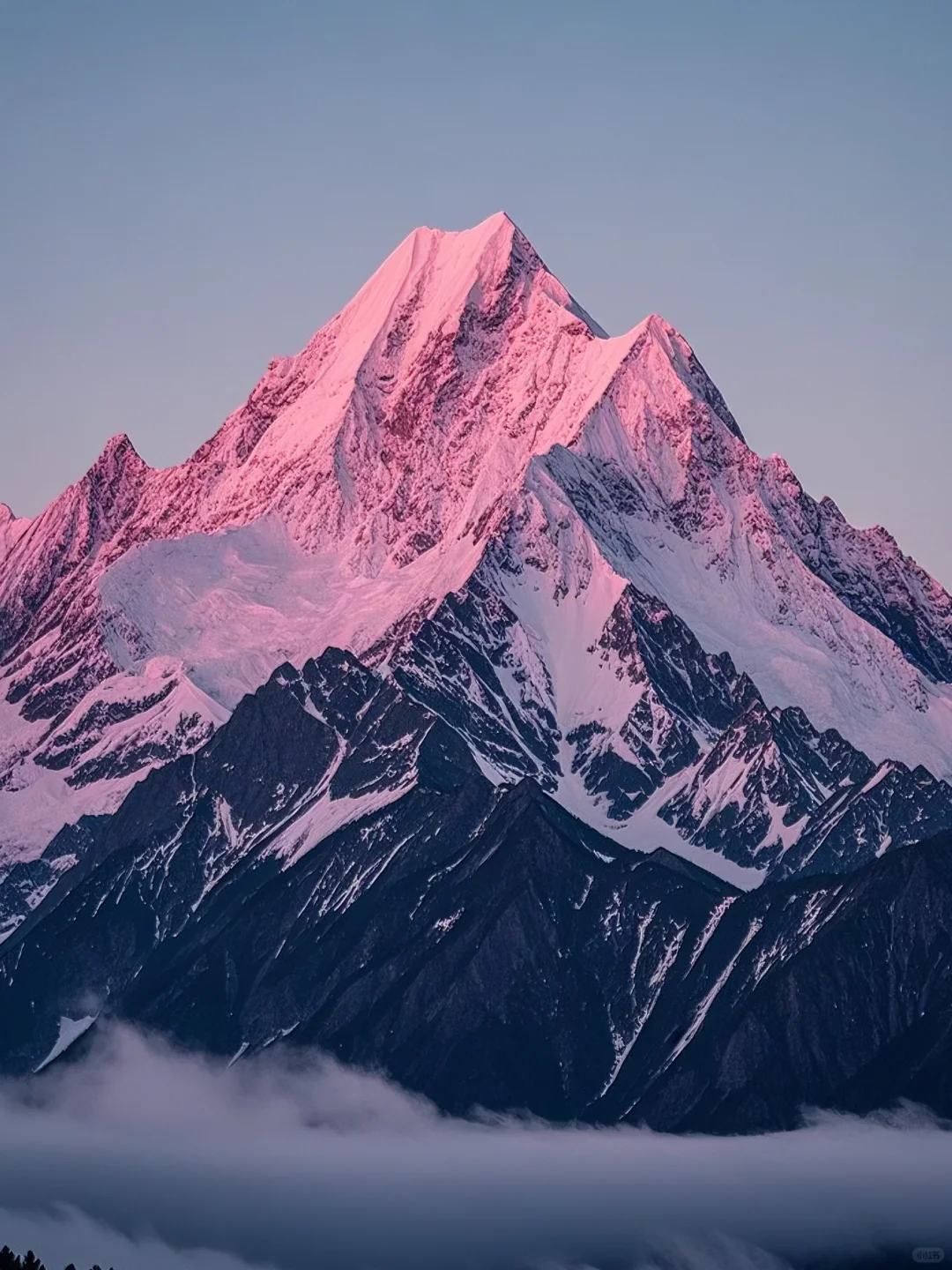 每日分享治愈系风景丨粉色日照金山