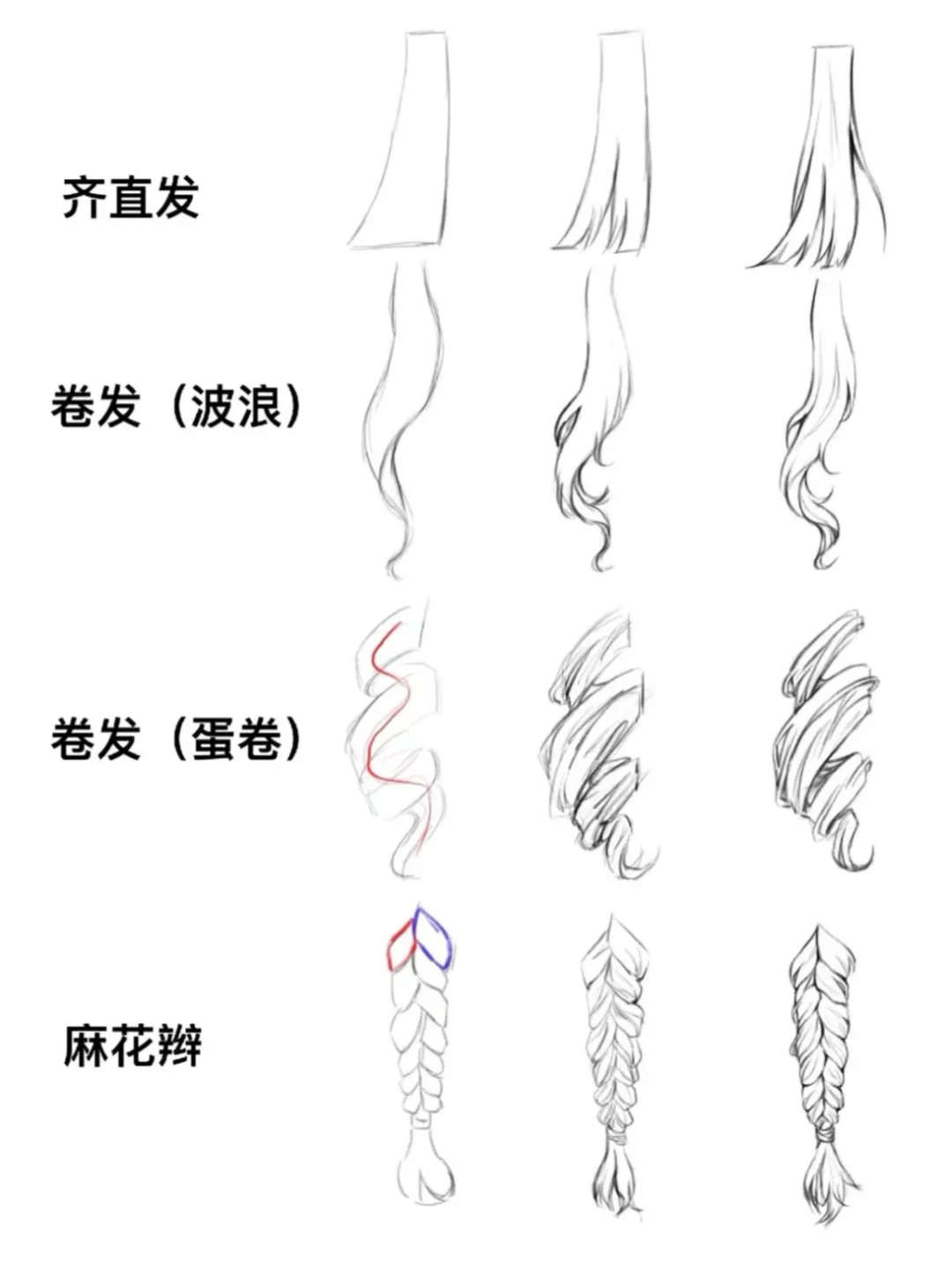 300种头发画法参考，给你一秒钟的时间收藏