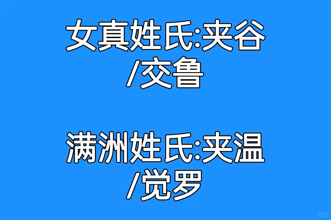 从大金到大清，女真人姓氏