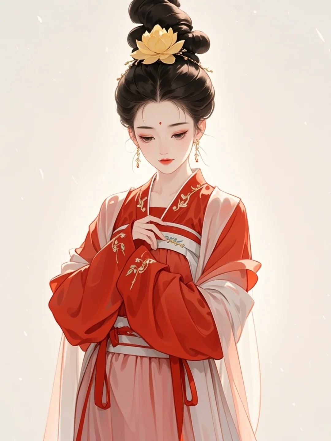 国风配色 | 红配金 | 古风美人插画