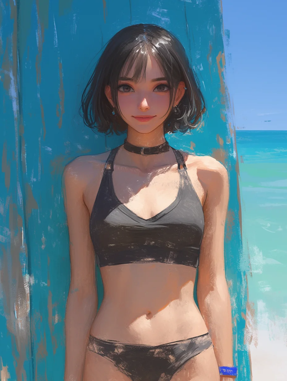 ｜短发海边少女