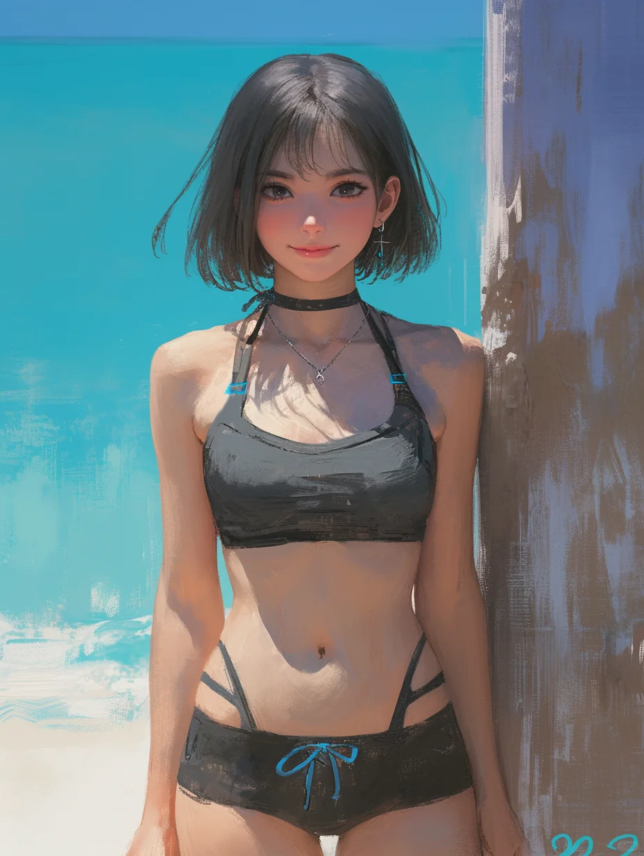 ｜短发海边少女