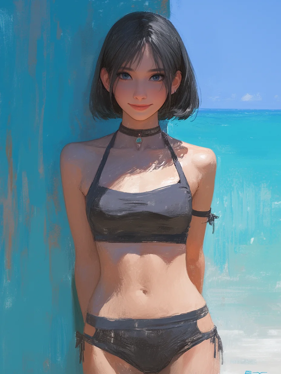 ｜短发海边少女